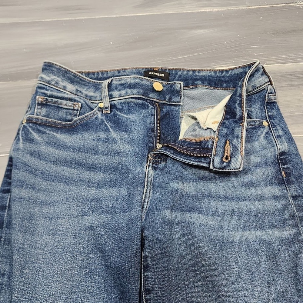 Express 90s Ankle Boot Mid Rise‎ Distressed Ripped Jeans Women's Size 2R - Picture 7 of 12
